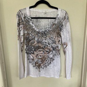 Baby Soft Cotton fabric T-shirt with sequins.  Size Small from Cache.